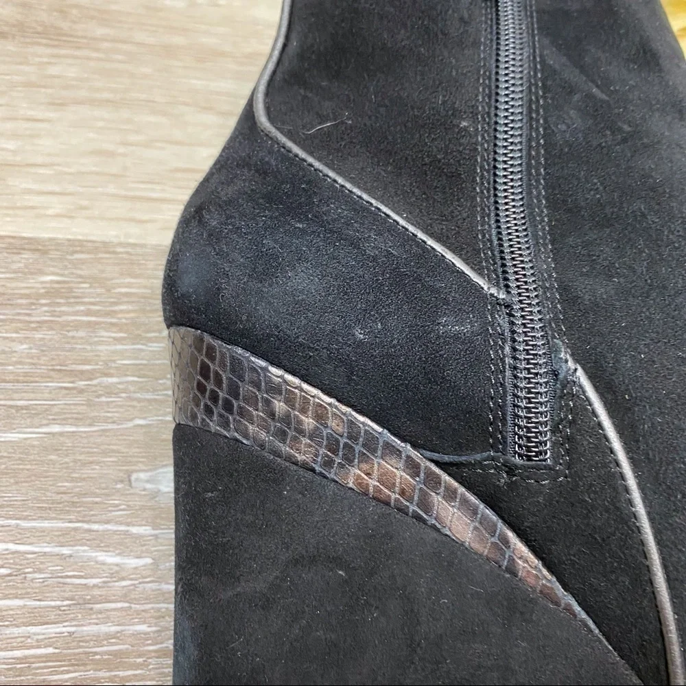 Aquatalia Suede Leather Wedge Ankle Booties